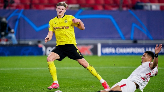Penyerang Borussia Dortmund, Erling Haaland. 