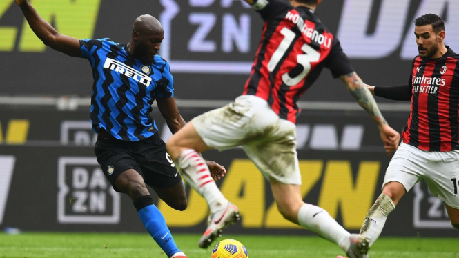 Romelu Lukaku di laga AC Milan vs Inter Milan