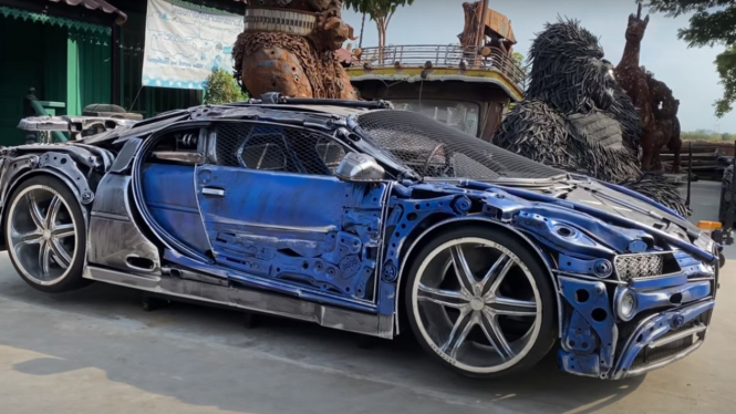 Replika Bugatti Chiron dari besi rongsokan