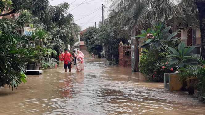Banjir di Kawasan Pasar Kemis, Kabupaten Tangerang, Banten.