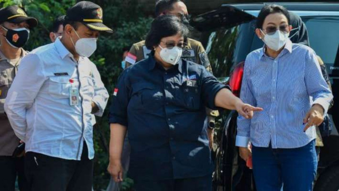 Menteri LHK Siti Nurbaya saat berkunjung ke Mojokerto, Jawa Timur.