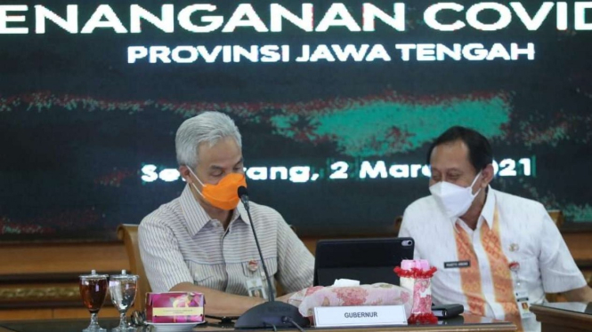 Rapat evaluasi penanganan Covid-19 di Kantor Gubernur Jateng.