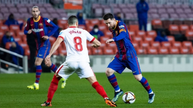 Laga Barcelona vs Sevilla di semifinal leg kedua Copa del Rey 2020/21.