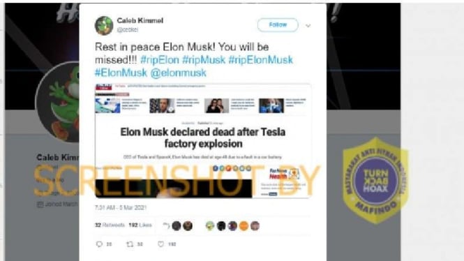 Elon Musk Meninggal Dunia, Cek Faktanya