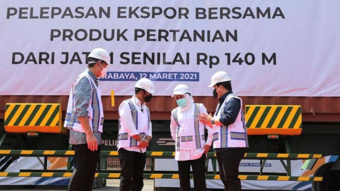 Pelepasan Ekspor Bersama Produk Pertanian Senilai Rp140 Miliar di Surabaya.