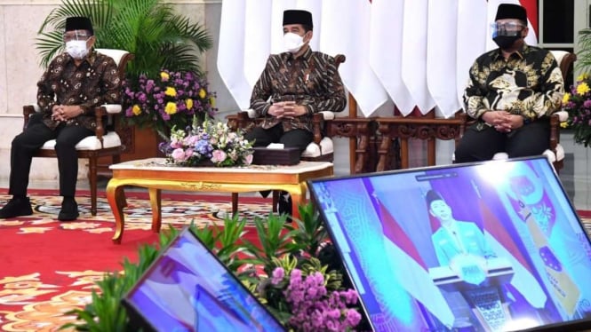 Presiden Joko Widodo Membuka Kongres ke-XX PMII Secara Daring di Istana Negara
