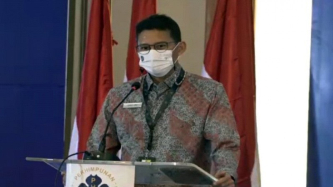 Menparekraf Sandiaga Uno di pembukaan Rakernas PHRI I 2021, Kamis 18 Maret 2021.