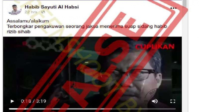 Postingan hoax soal jaksa terima suap di kasus Habib Rizieq