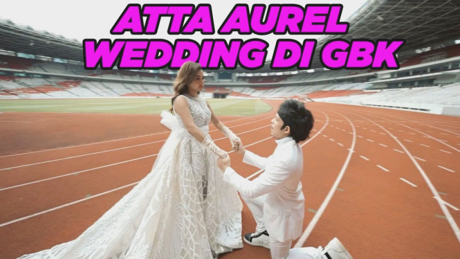 Sesi foto prewedding Atta Halilintar-Aurel di Gelora Bung Karno