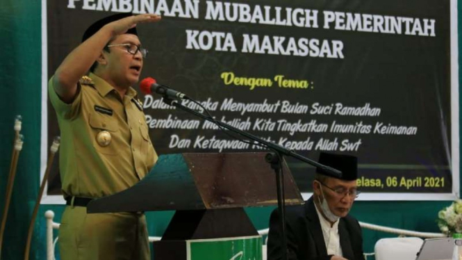 Wali Kota Makassar Moh. Ramdhan Pomanto berbicara dalam forum pembinaan mubalig, Rabu, 7 April 2021.