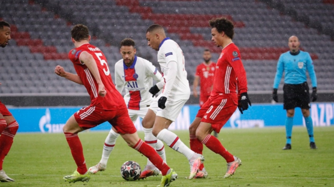 Kylian Mbappe saat membela Paris Saint-Germain melawan Bayern Munich