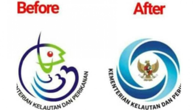 Penampakan logo KKP sebelum dan sesudah diganti - Sumber Foto: IST