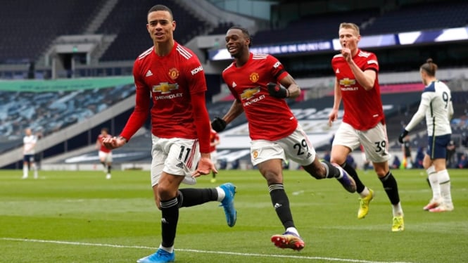 Selebrasi Mason Greenwood saat MU kalahkan Tottenham