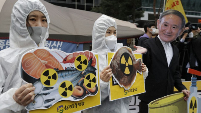 Protes terhadap rencana pembuangan air limbah ke laut  oleh pemerintah Jepang