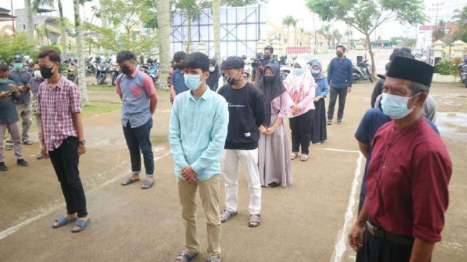 Puluhan pelajar yang bikin acara dugem di kantor Bupati Tanjabbar minta maaf
