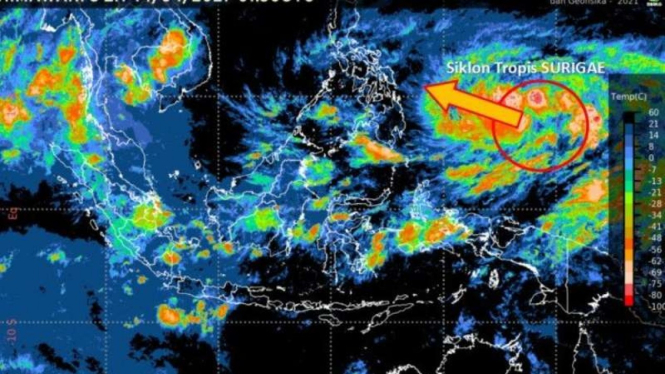 Siklon Tropis Surigae terbentuk di perairan Pasifik Barat