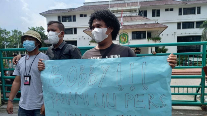 Aksi Demo Jurnalis Medan, di Balai Kota Medan