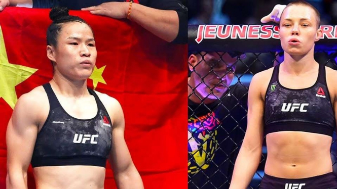 Rose Namajunas (kanan) dan Zhang Weili