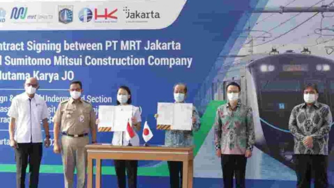 Penandatanganan kontrak kerja sama pembangunan MRT fase 2 A.