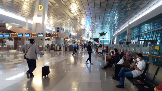 Suasana di Bandara Soetta, Tangerang, Banten.