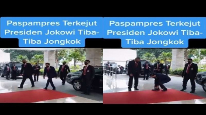 Momen saat Jokowi jongkok bereskan tali sepatu ini viral