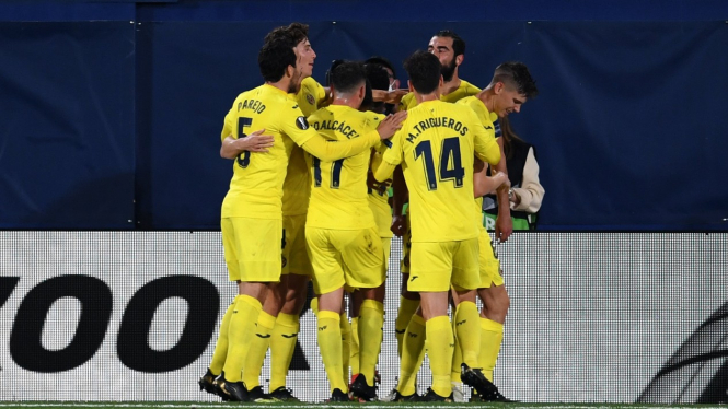 Pemain Villarreal merayakan gol