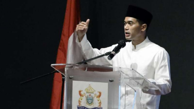 Calon ketua umum Kadin Indonesia Anindya Bakrie saat menghadiri deklarasi dukungan kepadanya sekaligus berbuka puasa bersama di Kota Medan, Sumatera Utara, Sabtu malam, 1 Mei 2021.