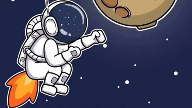 Ilustrasi astronot kentut di luar angkasa.