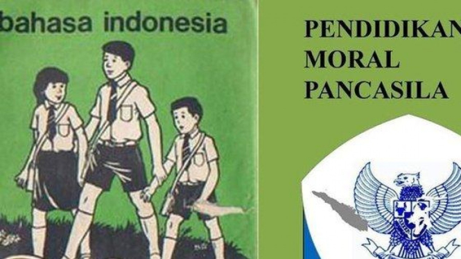 Ilustrasi: Buku Pelajaran Bahasa Indonesia dan PMP. (Foto/tirto)
