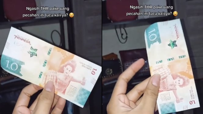 Viiral uang pecahan 1.0 di media sosial (Foto/TikTok/puspotv)