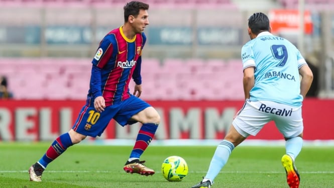Lionel Messi saat Barcelona melawan Celta Vigo