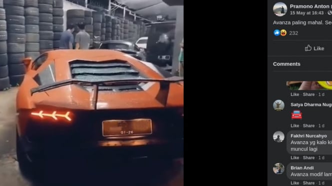 Mobil Lamborghini Aventador yang bikin warganet baper.