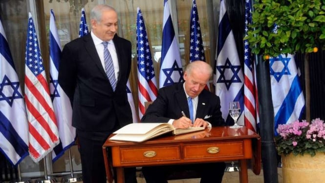 VIVA Militer: Benjamin Netanyahu (kiri) dan Joe Biden (kanan)