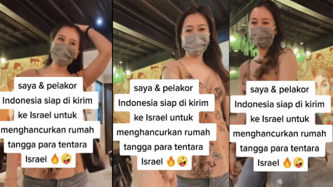 Viral wanita cantik dan pelakor Indonesia siap ke Israel (TikTok/cintadamai.14) 
