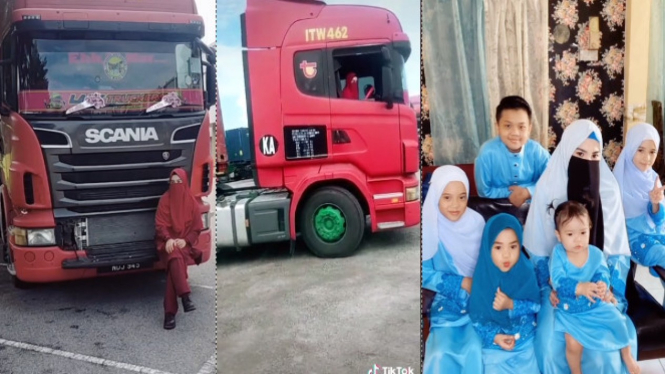 Viral curhat wanita bercadar bawa mobil kontainer (TikTok/nur87ladytruckers)