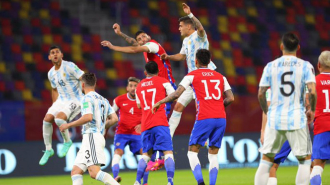 Partai antara Argentina vs Chile di Kualifikasi Piala Dunia 2022.