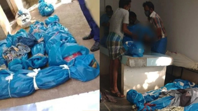 Jenazah korban COVID-19 India menumpuk di kamar mayat.