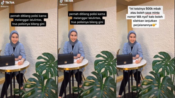 Viral wanita jilbab ditilang polisi (TikTok/bbyica)