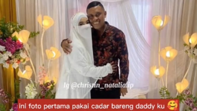 Viral video pendeta hadiri pernikahan anaknya yang muslim bercadar (TikTok/cristinnatalia.10)