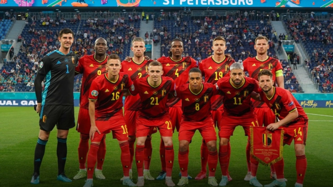 Skuad Timnas Belgia di EURO 2020 saat melawan Rusia