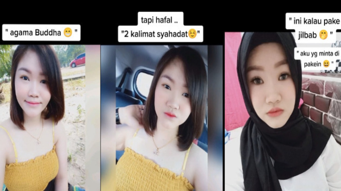 Viral video wanita Budha hafal dua kalimat syahadat (TikTok/memeyy033)