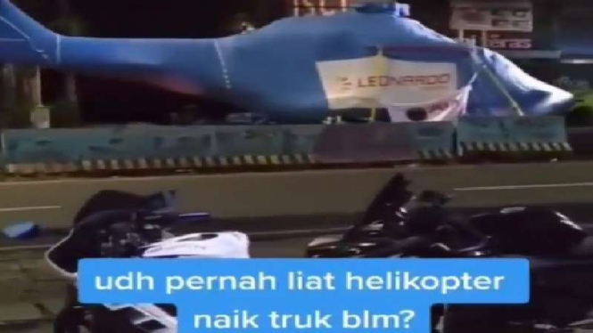 Viral helikopter naik truk