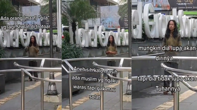 Viral orang salat di trotoar (Instagram/makassar_iinfo)