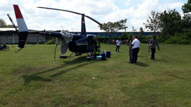 Helikopter BNPB Mendarat Darurat di Grobogan.