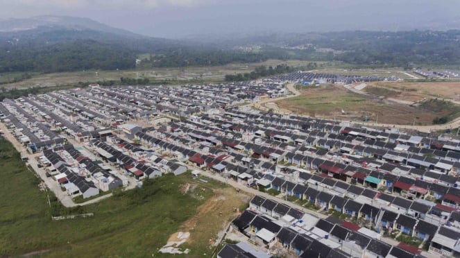 Fotografía aérea de la construcción de viviendas.