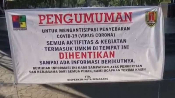 Sejumlah taman kota di Semarang ditutup menyusul kasus COVID-19 yang meningkat.