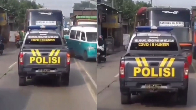 Viral bus dipaksa mobil polisi mundur (Instagram/sedulur_solo)