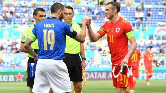 Duel Timnas Italia vs Wales.