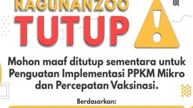 Taman Margasatwa Ragunan tutup sementara akibat lonjakan kasus COVID-19 di DKI