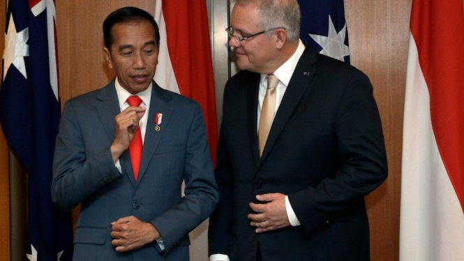 Presiden Joko Widodo bertemu dengan Perdana Menteri Scott Morrison dalam kunjungan kenegaraan ke Canberra bulan Februari 2020. ()